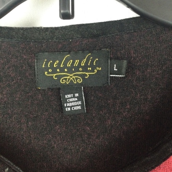 Icelandic Designs 100% Wool embroidered button down Cardigan Sweater Size Large - Picture 8 of 8